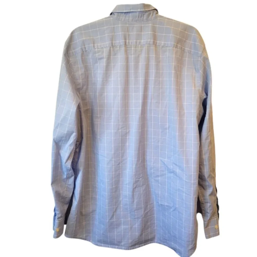 Banana Republic Blue And White Check Slim Fit Performance Shirt Size XL